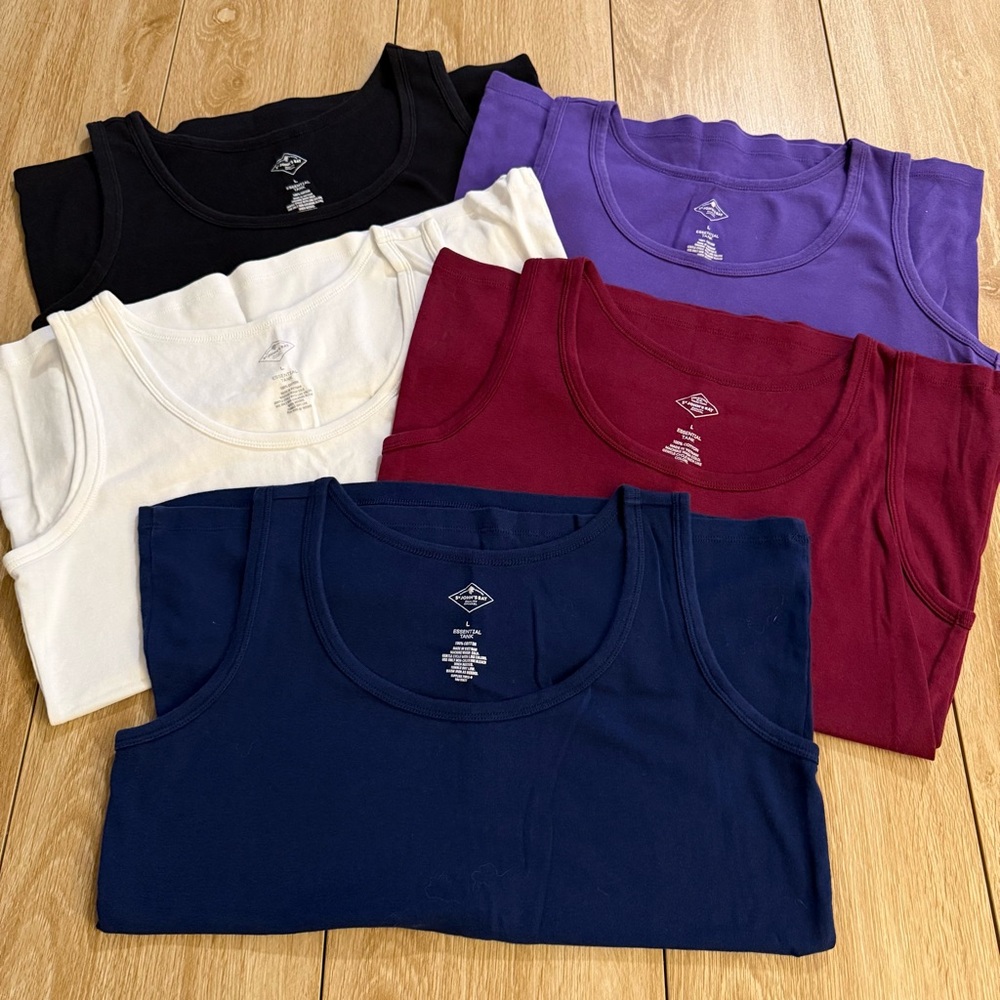 BUNDLE St. John's Bay Women's Tank Tops - Black, Purple, White, Red, Navy